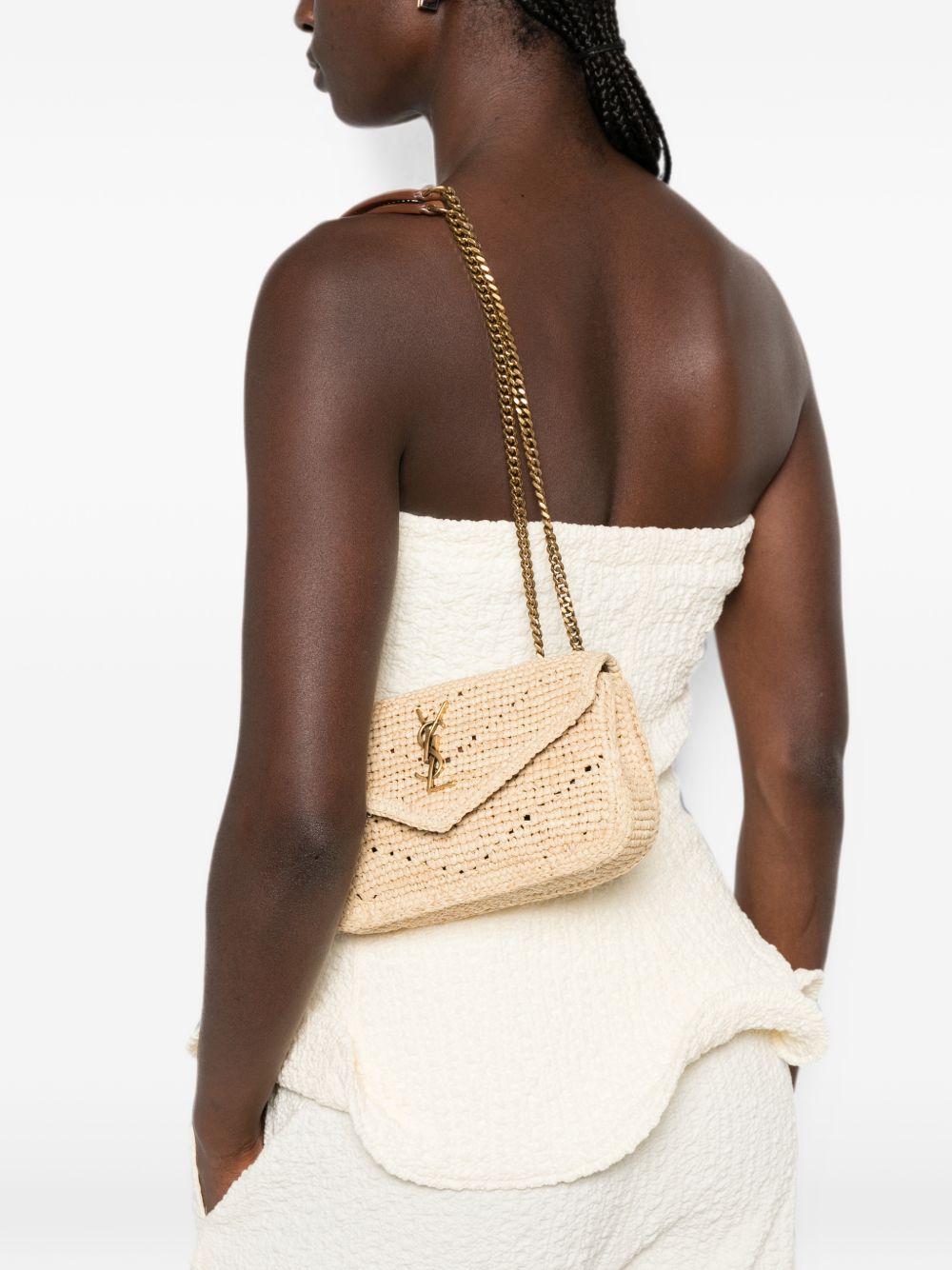 MINI LOULOU BAG IN RAFFIA