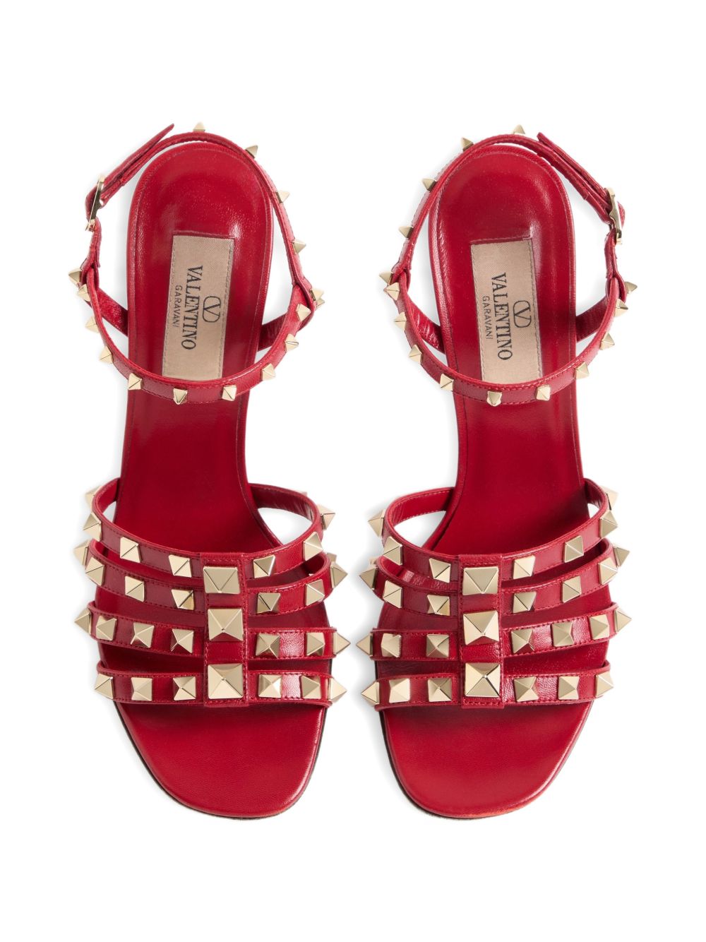 VALENTINO GARAVANI ROCKSTUD LEATHER SANDAL (BEIGE)