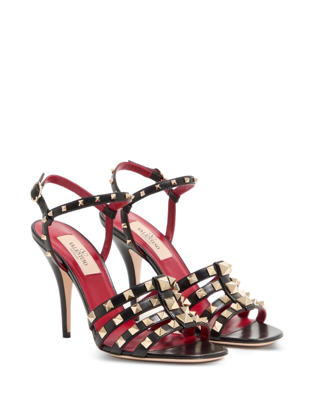 VALENTINO GARAVANI ROCKSTUD LEATHER SANDAL (BLACK)