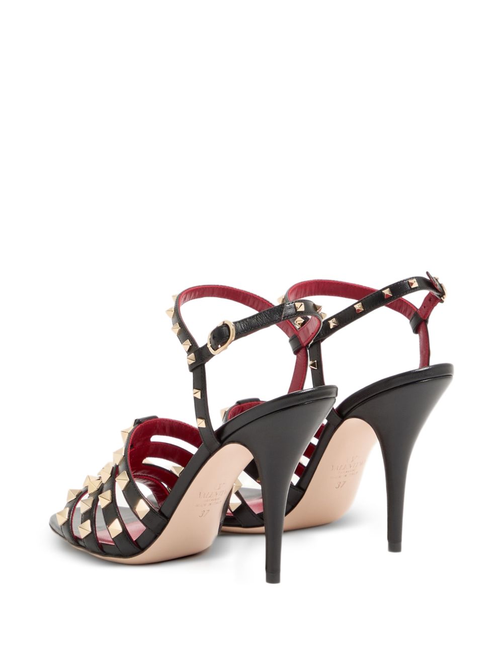 VALENTINO GARAVANI ROCKSTUD LEATHER SANDAL (BLACK)