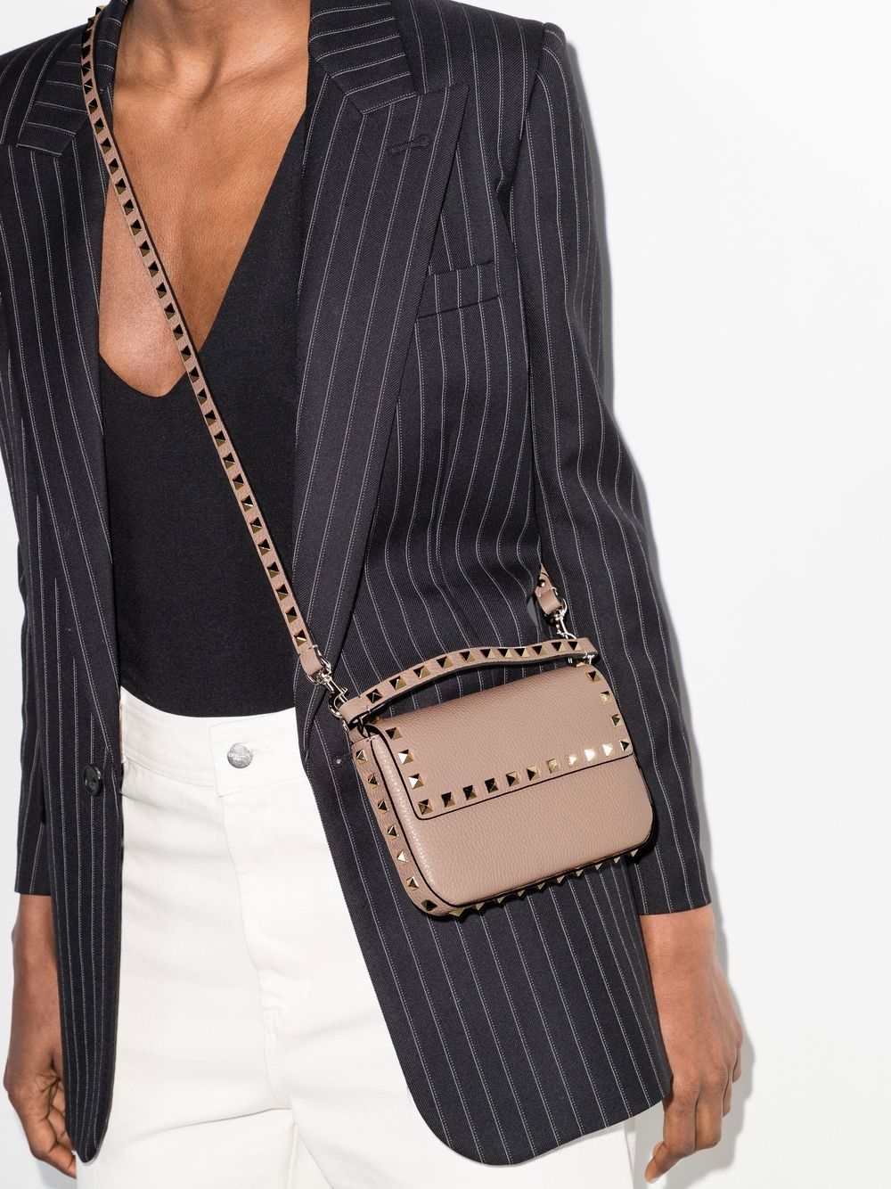 VALENTINO GARAVANI ROCKSTUD LEATHER MINI BAG (BEIGE)