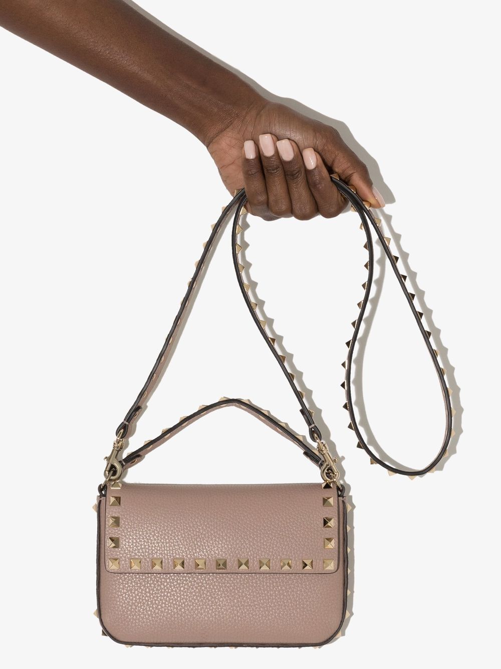 VALENTINO GARAVANI ROCKSTUD LEATHER MINI BAG (BEIGE)