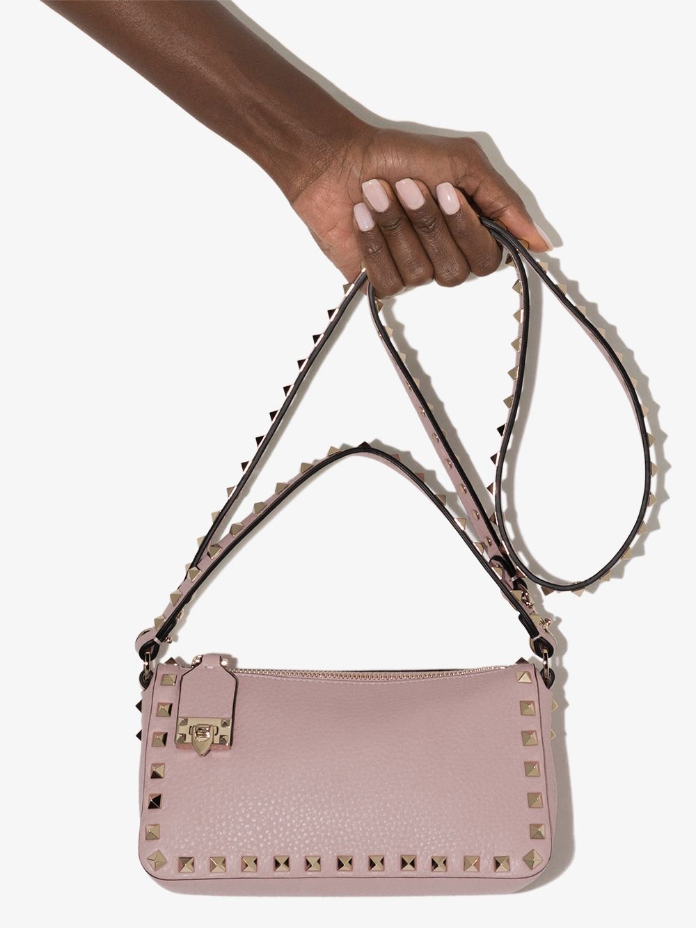 VALENTINO GARAVANI ROCKSTUD SMALL LEATHER BAG (PINK)