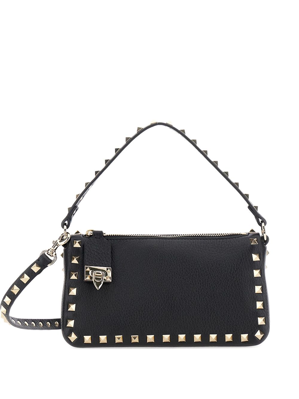 VALENTINO GARAVANI ROCKSTUD SMALL LEATHER BAG (BLACK)