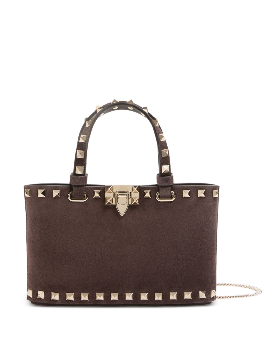 VALENTINO GARAVANI ROCKSTUD MINI SUEDE BAG (DARK BROWN)