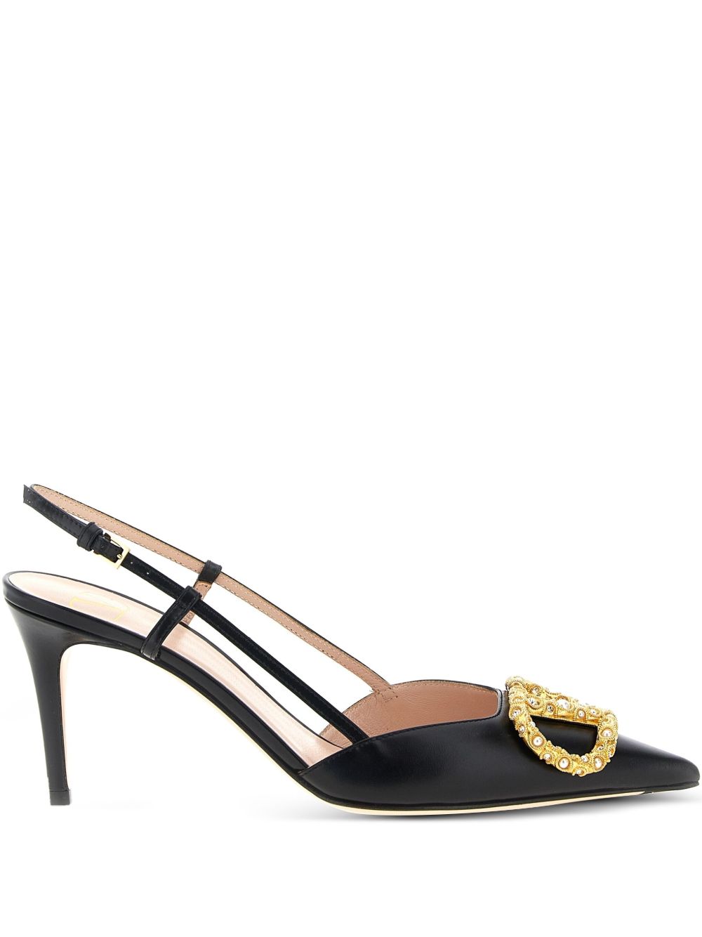 VALENTINO GARAVANI VLOGO SIGNATURE LEATHER SLINGBACK (BLACK)