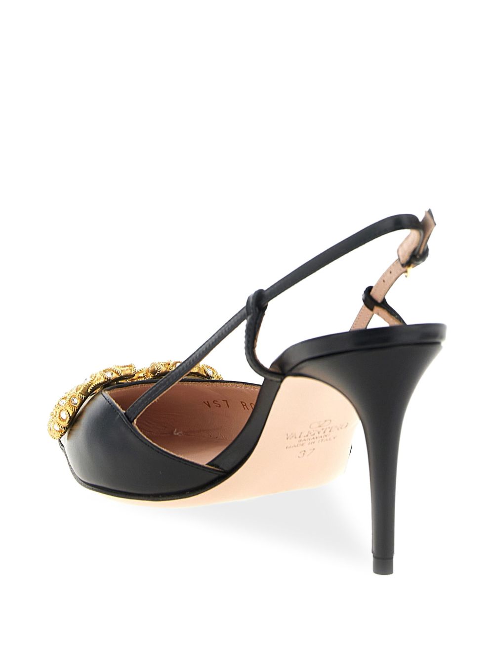 VALENTINO GARAVANI VLOGO SIGNATURE LEATHER SLINGBACK (BLACK)