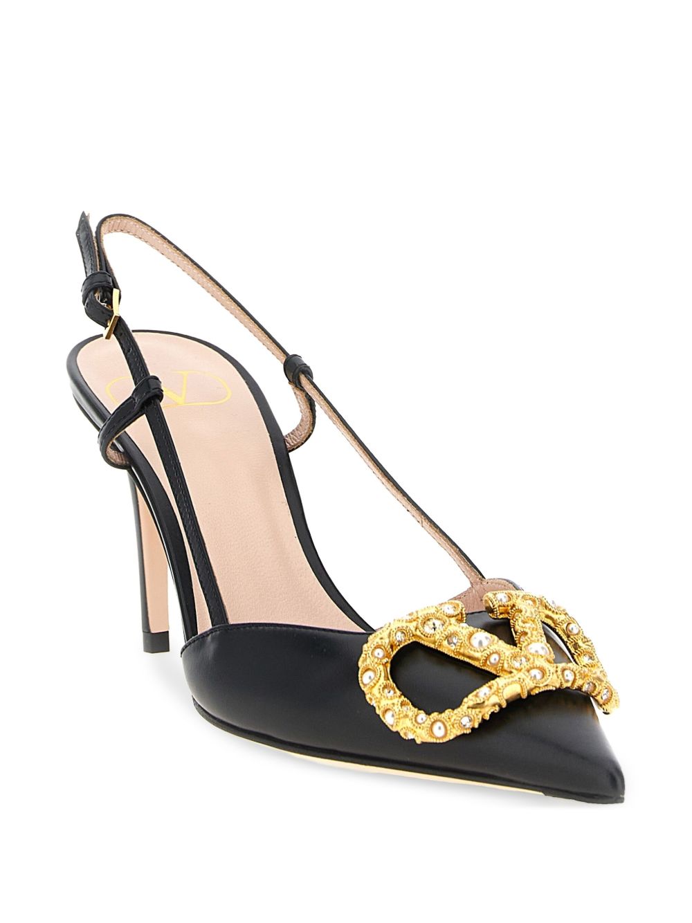 VALENTINO GARAVANI VLOGO SIGNATURE LEATHER SLINGBACK (BLACK)